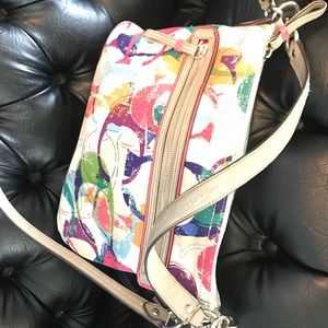 Coach Signature Multi Color Crossbody Shoulder Bag